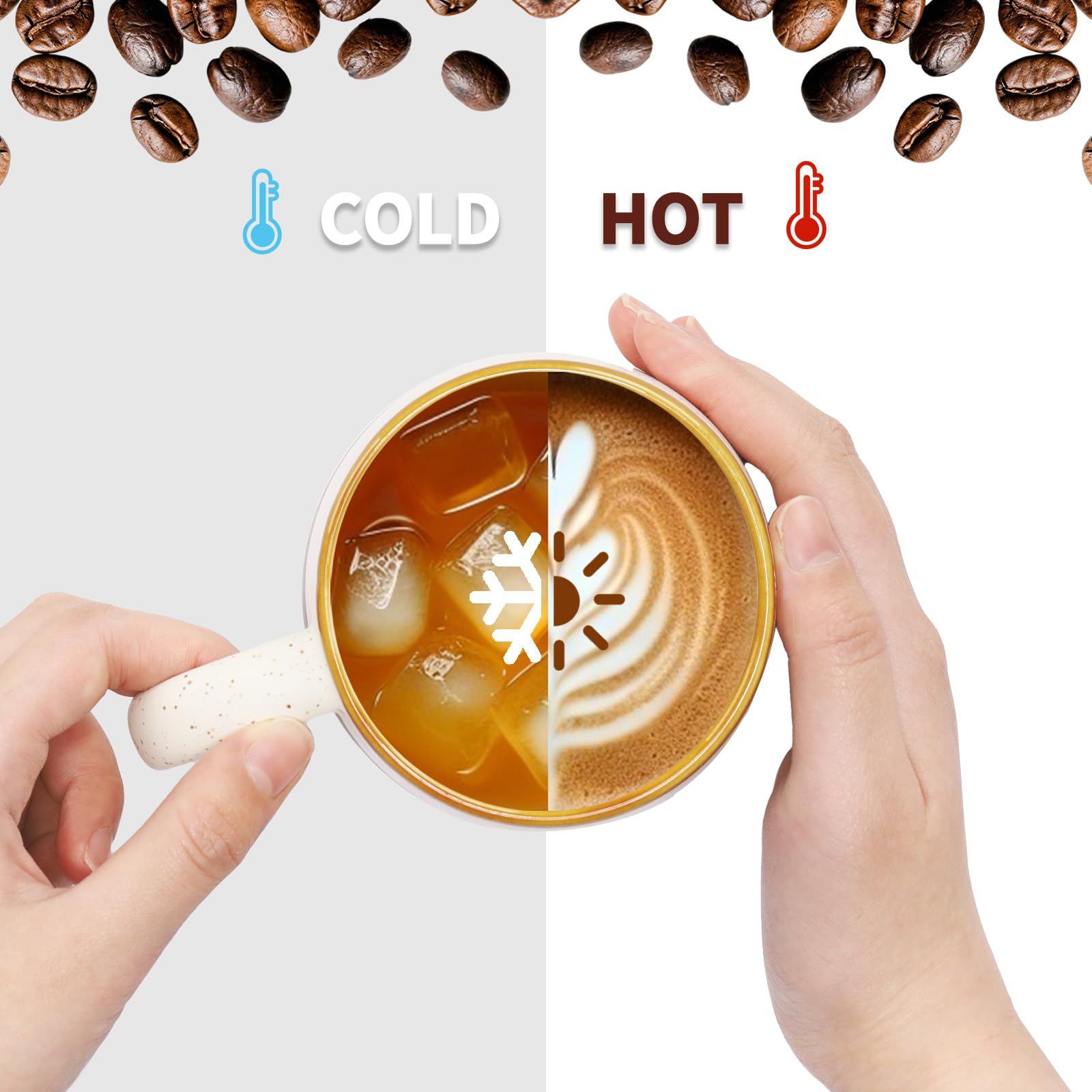 Bulete 12 oz Ceramic Coffee Mug with Walnut Coaster Lid, Ceramic Porcelain Coffee Cup Tea Cup for Office and Home, Dishwasher and Microwave Safe (Beige)