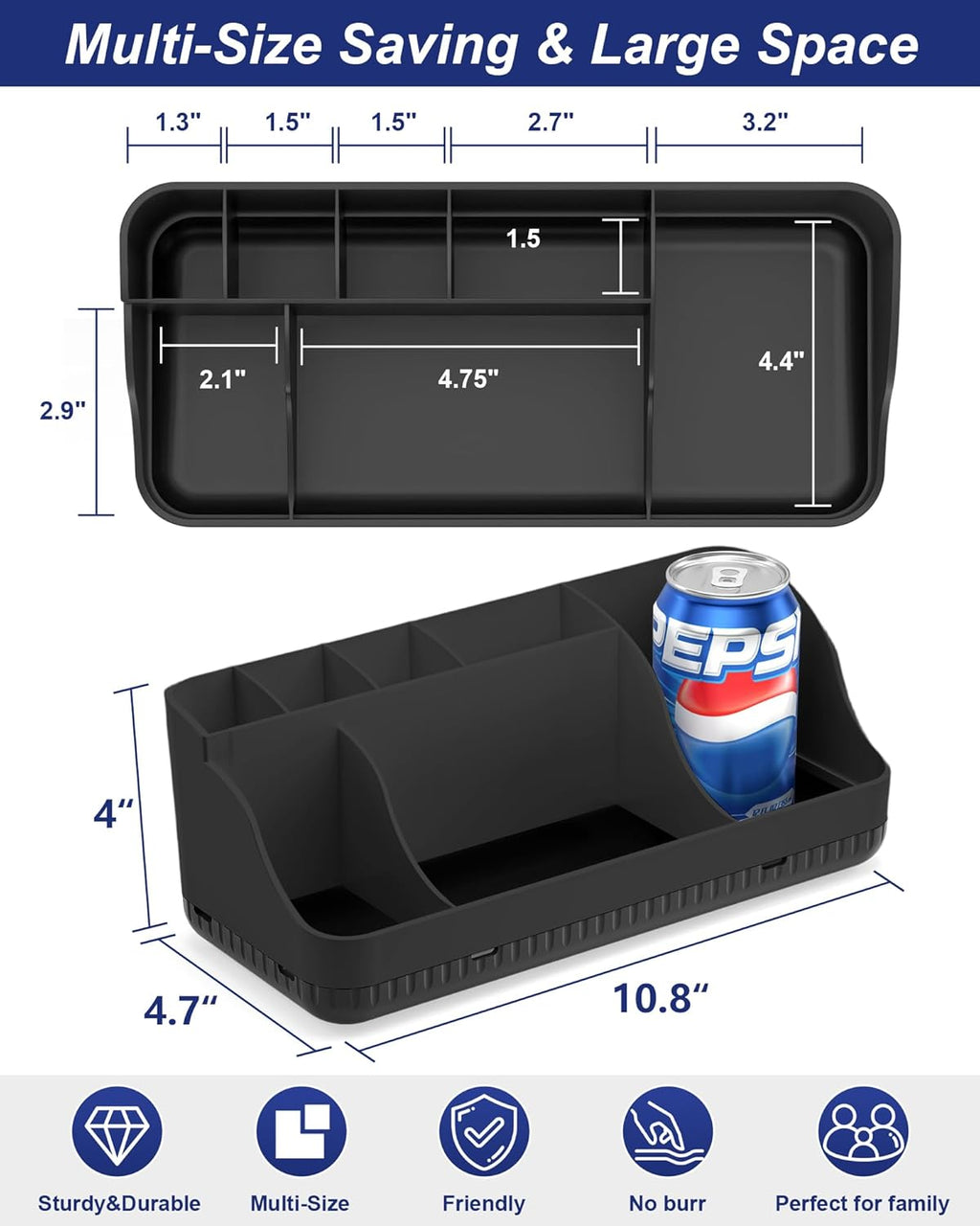 Skiennix Bathroom Counter Organizer - 7 Slot Detachable Toothbrush Holder for Adults & Kids | Anti-Slip Design