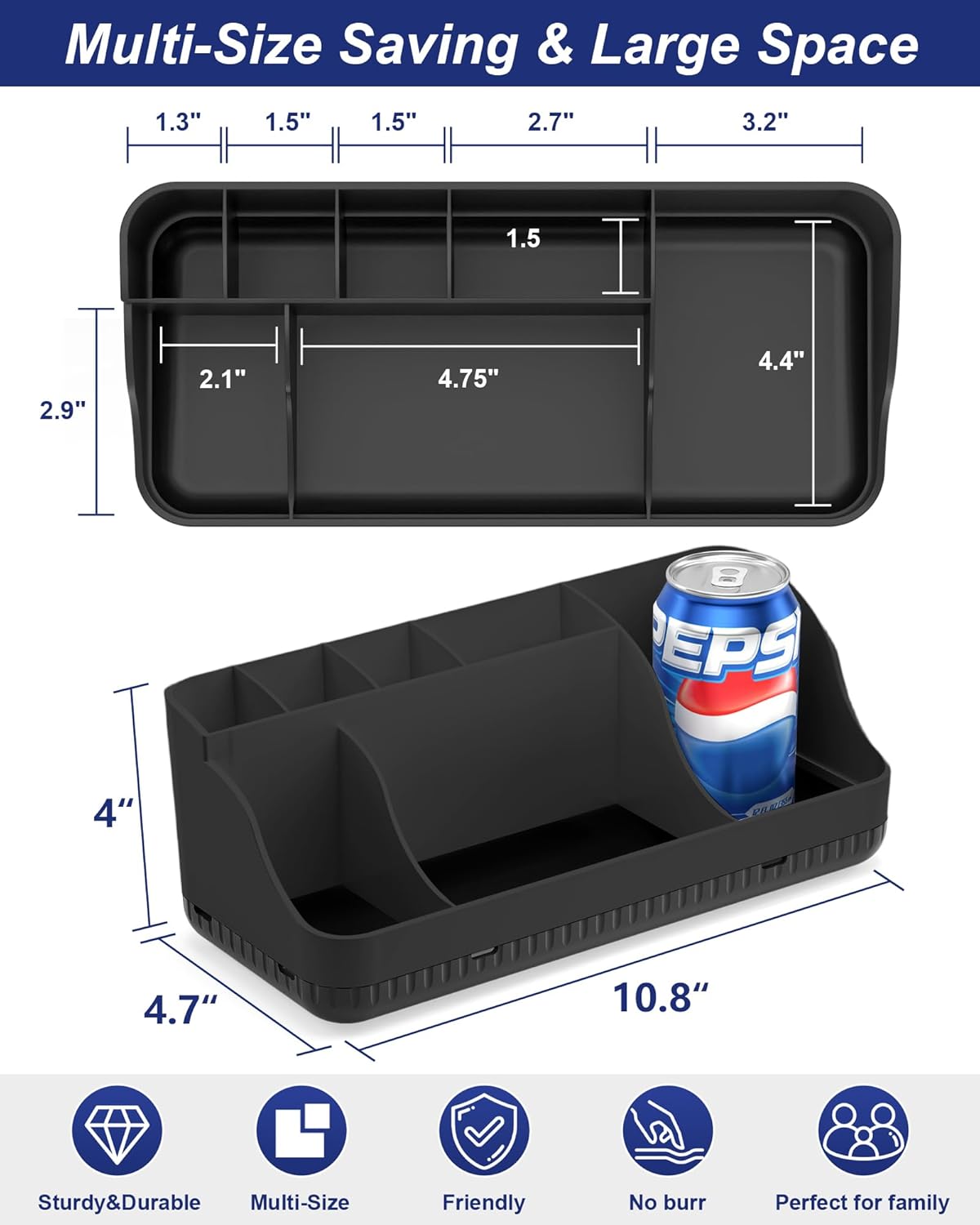 Skiennix Bathroom Counter Organizer - 7 Slot Detachable Toothbrush Holder for Adults & Kids | Anti-Slip Design