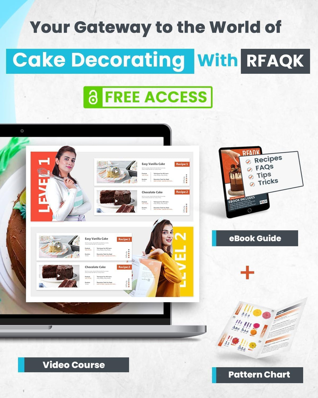 RFAQK Icing Piping Bags and Tips Set - 74-Piece Cake Decorating Kit with 48 Numbered Tips & E-Book