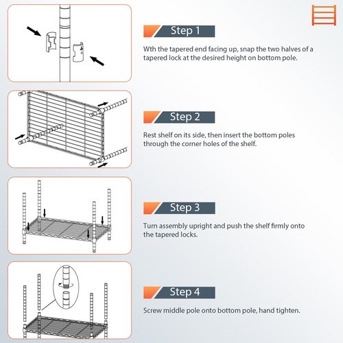 BestOffice 6-Shelf Storage Shelves, Adjustable Shelving Unit Wire Shelving Metal Shelves,11.8" D x 16.7" W x 63.6" H,Black