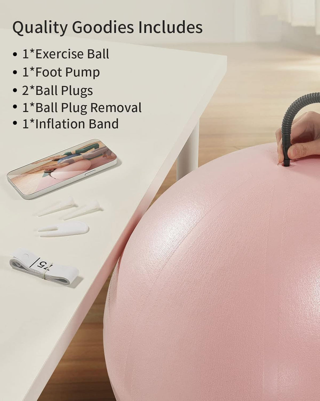 YOTTOY Anti-Burst Exercise Ball - Extra Thick Workout Ball for Yoga, Pregnancy & Physical Therapy