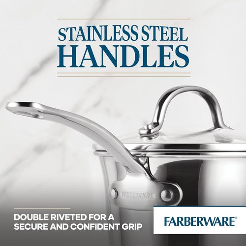 Farberware Millennium 10-Piece Stainless Steel Cookware Set | Durable & Stylish Design