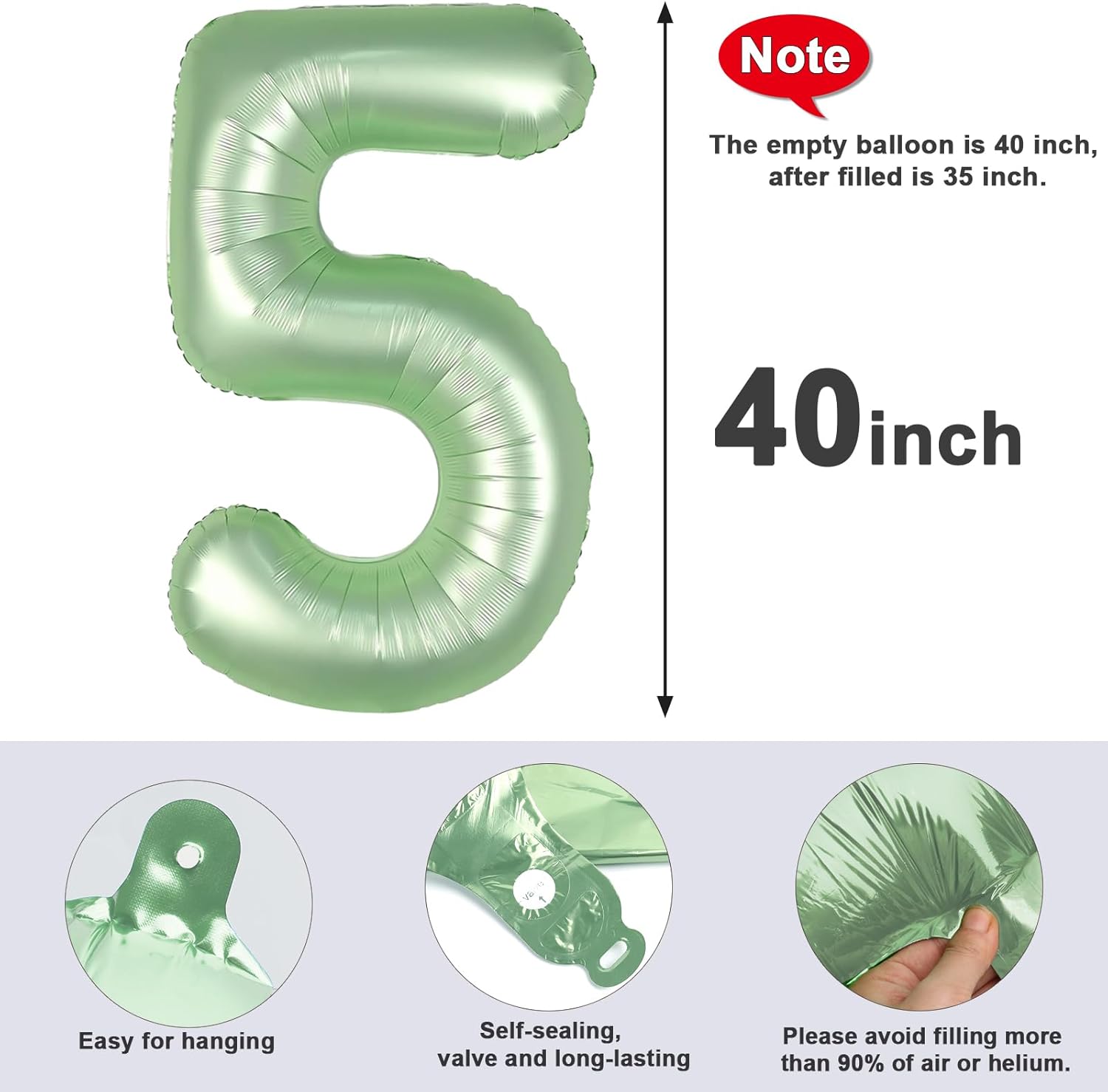 Skiennix 40-Inch Balloon Numbers - Olive Green 5th Birthday & Wedding Party Decorations