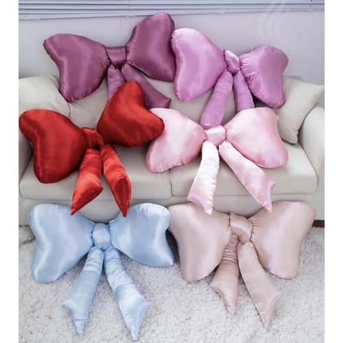 Luxape Bow Pillow - Big Coquette Throw Pillow - Bow Shaped Pillow - Silky Satin - Coquette Decor - Bow Room - Baby Blue Pillow - Nursery Decorations - Cute Room (Baby Blue)