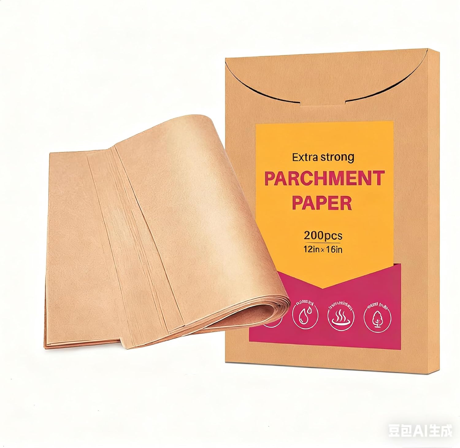 Precut Parchment Paper - Non-Stick Baking Sheets for Air Frying & Grilling | 200 Pcs, 12 x 16 Inch