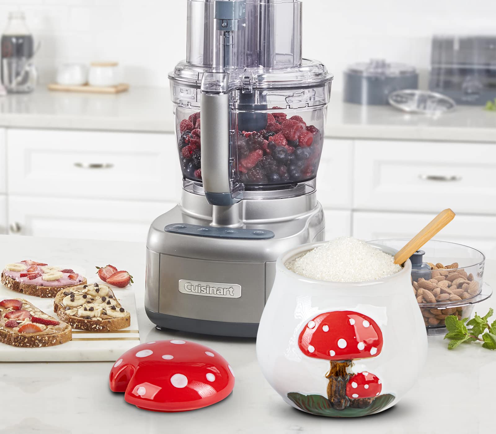 dgudgu Mushroom Sugar Bowl With Lid And Spoon Ceramic Sugar Bowl For Countertop Sugar Dish With Lid And Bamboo Spoon Sugar Container