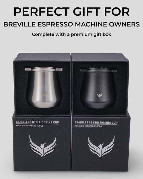 KNODOS 54mm Dosing Cup for Breville Espresso Machine and Grinders, Stainless Steel Coffee Bean Dosing Cup 54 mm With Grinder Activating Tab (Silver)