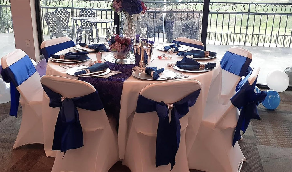 Skiennix Satin Baby Blue Chair Sashes - 50 Pack 7x108 Inches Light Blue Ties for Weddings & Parties