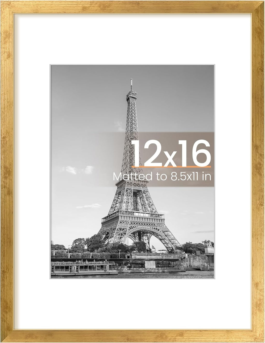 Upsimples 12x16 Picture Frame - Versatile Display for 8.5x11 Photos with Mat or 12x16 Without Mat - Bronze Finish