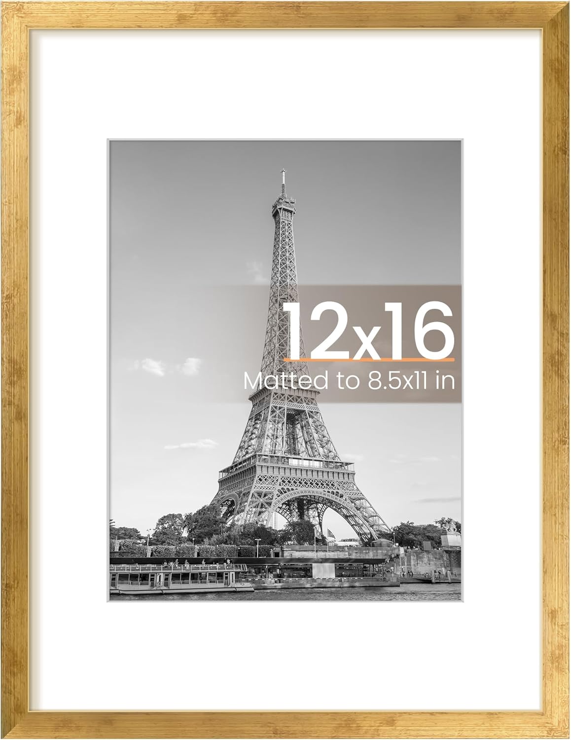 Upsimples 12x16 Picture Frame - Versatile Display for 8.5x11 Photos with Mat or 12x16 Without Mat - Bronze Finish