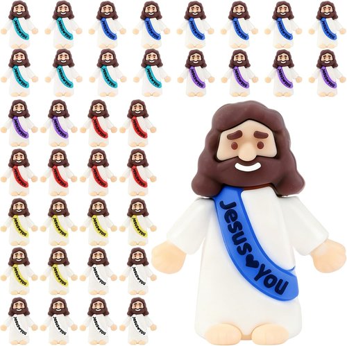 Little Jesus Figurines | 36 Pack Mini Jesus Loves You Figures for Church & Easter Gifts