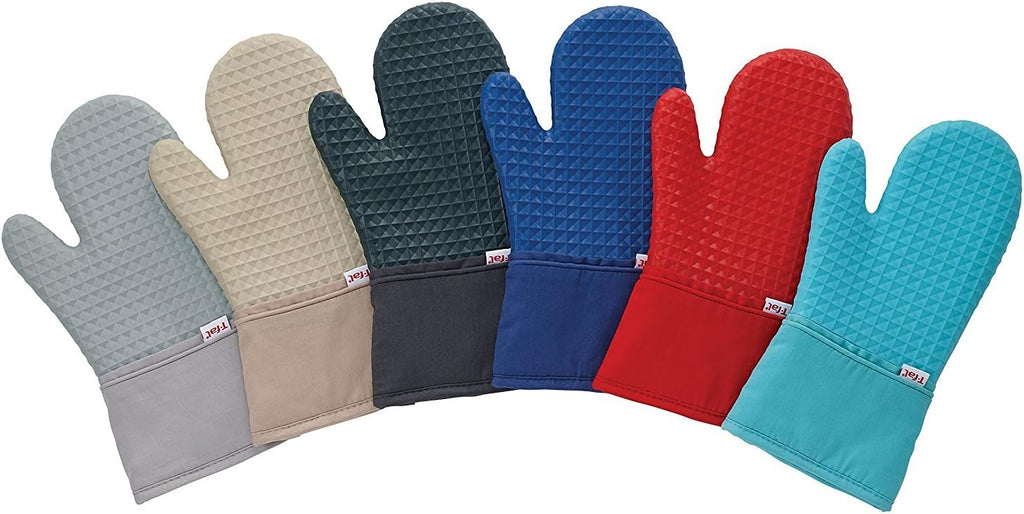T-fal Silicone Oven Mitt Set - Softflex Non-Slip Grip, Heat Resistant | 13 x 7 Inches, Gray, 2 Pack