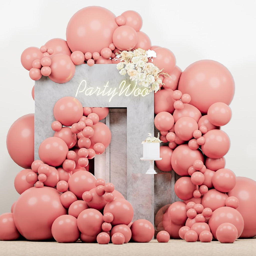 PartyWoo Dusty Pink Balloons - 140-Piece Blush Pink Balloon Arch Kit for Baby Showers & Birthday Parties | Various Sizes 5-18 Inches