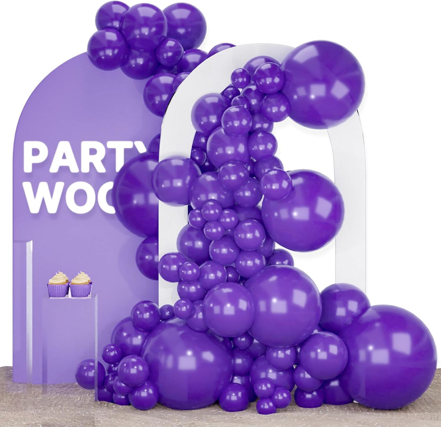 PartyWoo Dark Purple Balloons - 120-Piece Balloon Arch Kit | 18", 12", 10", 5" Sizes for Celebrations
