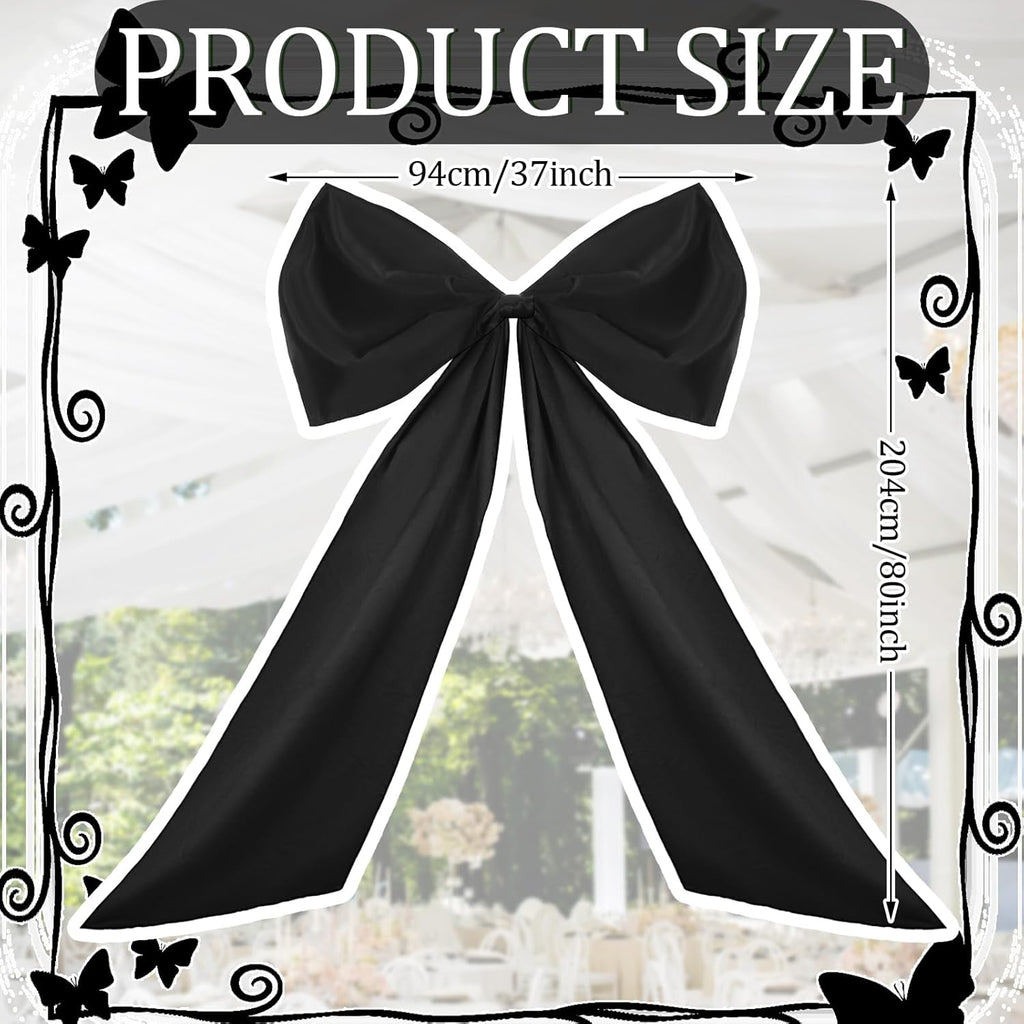 Wavwavw Giant Wall Bow Decorations - 39 x 72 Inch Black Ribbon for Birthday, Baby Shower & Wedding Decor