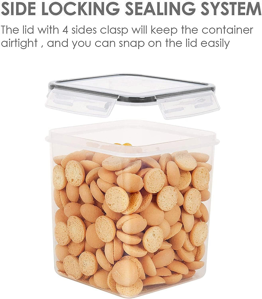 Vtopmart Food Storage Containers - 2.5L BPA-Free Airtight Canisters with Measuring Cups & Labels | Black, 4-Pack