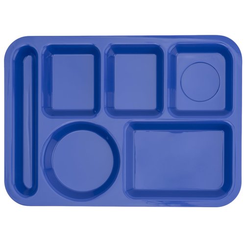 G.E.T. 6 Compartment School Cafeteria Tray, Left Handed, 10" x 14", Peacock Blue (12 Pack)