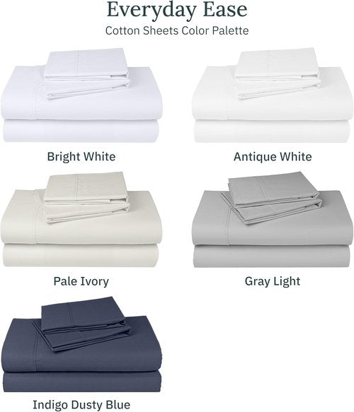 California Design Den Split King Sheet Sets - Soft 100% Cotton Sateen - Breathable & Cooling - Bright White (2-Pack)