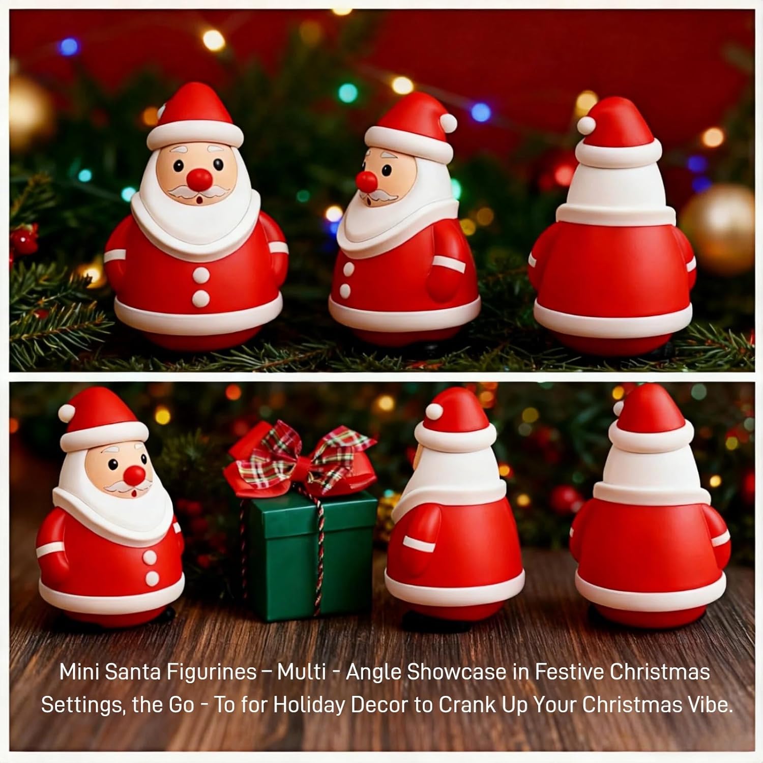 Skiennix Mini Santa Claus Decor - Adorable 3D Christmas Figurines for Holiday Cheer | Perfect for Coffee Tables & Mantels