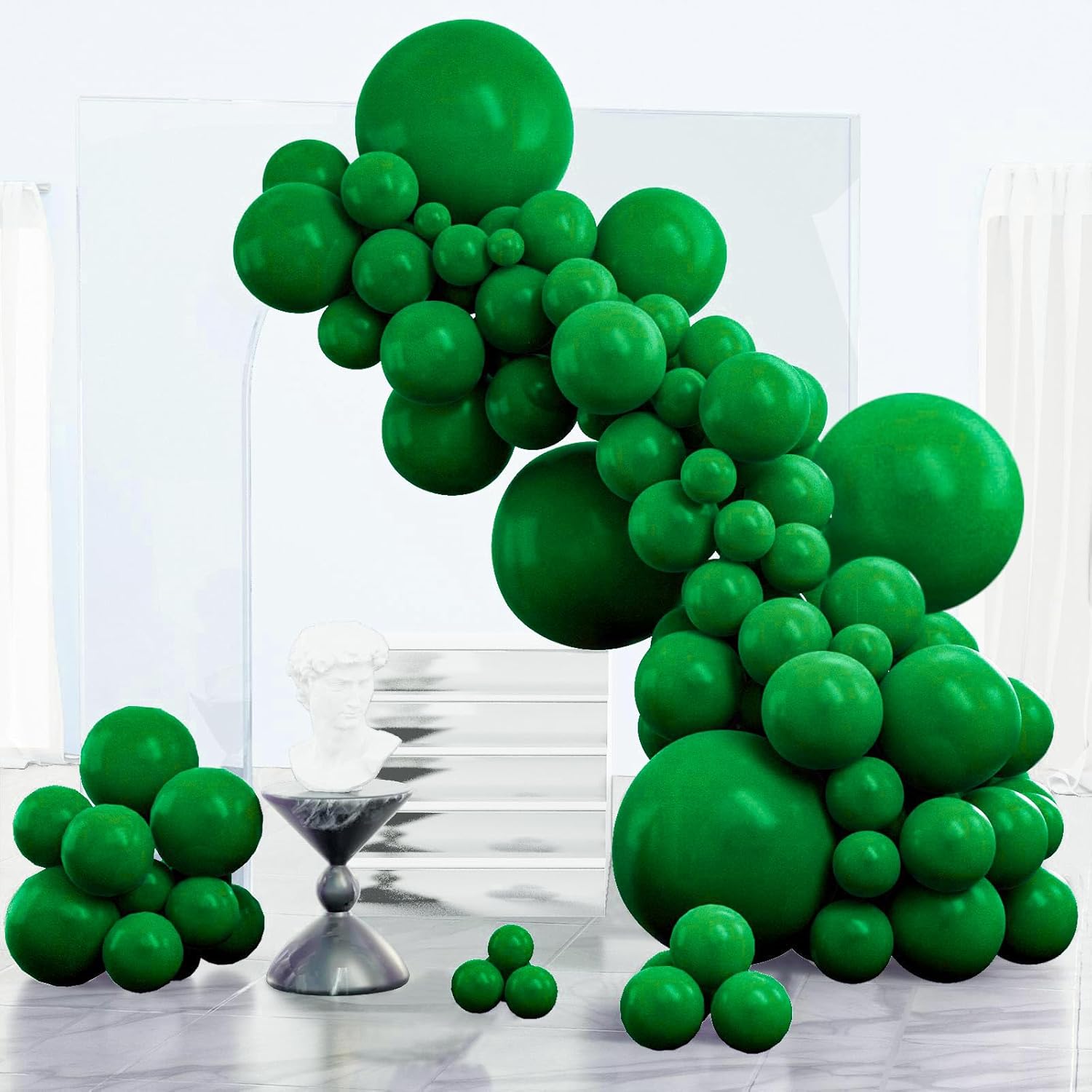 PartyWoo Dark Green Balloons - 152-Piece Emerald Balloon Arch Kit for Jungle Theme Parties
