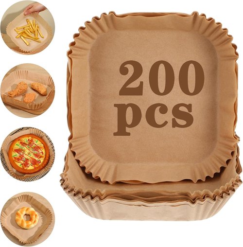 Air Fryer Liners 200 Pcs - Non-Stick, Oil-Absorbing Parchment Paper for 2-5QT Air Fryers