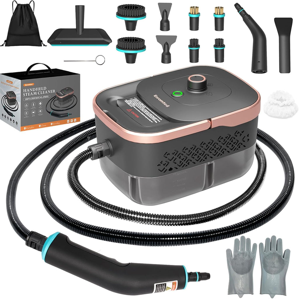 Skiennix Handheld Steam Cleaner - 15s Fast Heat-Up, 42.27oz Tank, 2500W Power | 15 Accessories Included