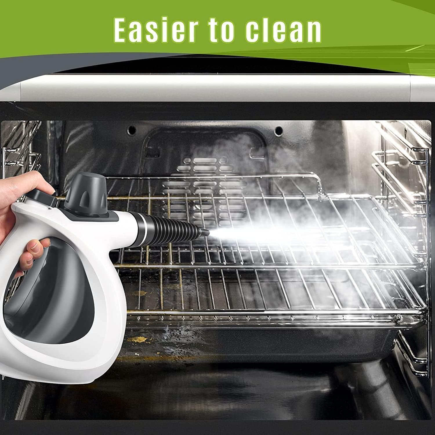Skiennix Pressurized Handheld Steam Cleaner - Multi-Surface, 12 Accessories Included | Ideal for Home, Floors, Upholstery & Grout (Grey)