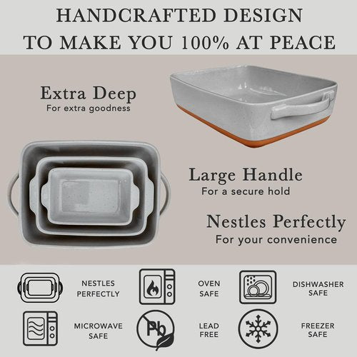 Mora 9x13in Deep Porcelain Baking Dish - Versatile Oven to Table & Freezer Safe Design