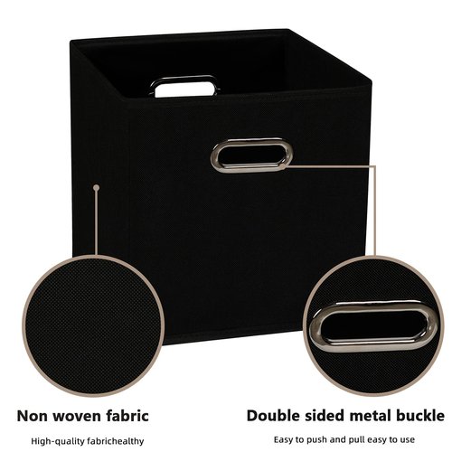SEVENDOME Fabric Cloth Storage Bins,Fabric Cube Organizer with Dual Handles Foldable Cube Storage Baskets for Home Bedroom Storage,Set of 10,(Black)