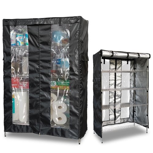 Hadisi Waterproof Shelf Cover,Heavy Duty Dustproof Storage Wire Shelving Unit Cover,Display Rack Cover with Zipper and Perspective Window(Black,Fits 30" W x 14" D x 62" H Shelf).