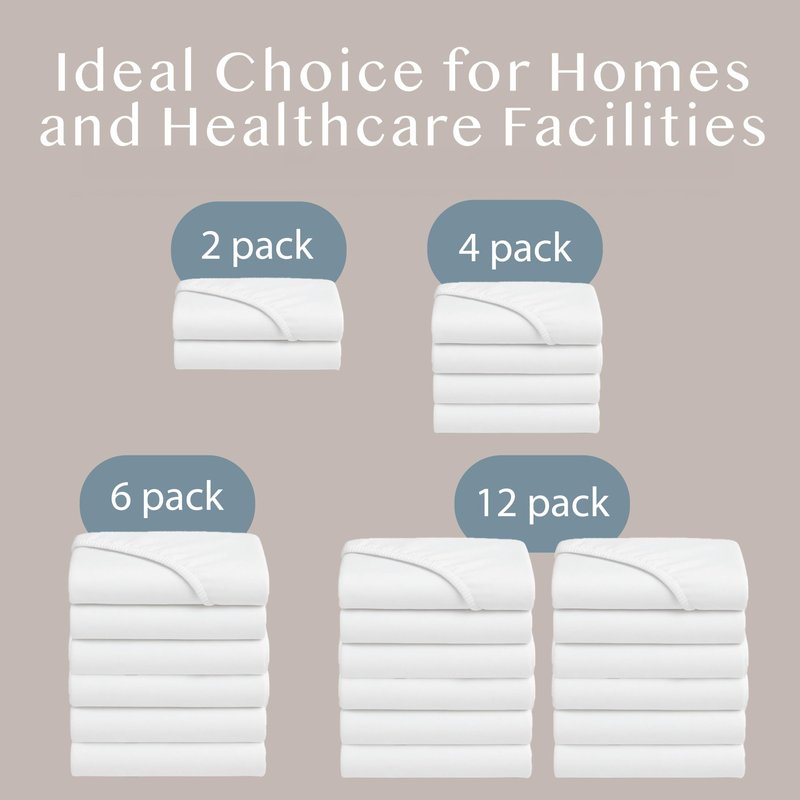 BLISSFORD - 6 Pack Fitted Hospital Bed Sheets with Elastic All Around for a Cotton Rich Soft Knitted Jersey Sheet, 36” x 84” x 12”