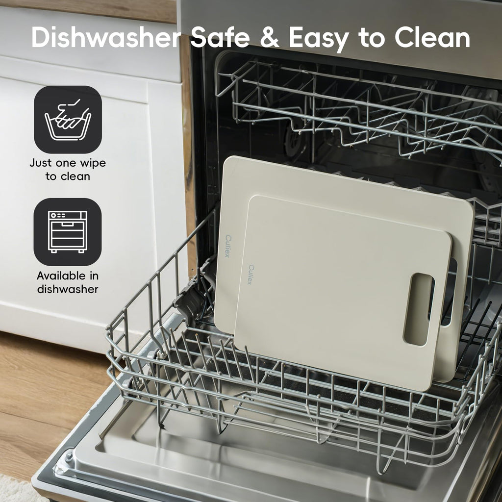 Culiex Wood Fiber Cutting Board Set of 2, Composite Cutting Board for Kitchen, Dishwasher Safe, Non-Toxic, BPA Free, Non-Slip, High Density Chopping Board for Meat Vegetables Fruits