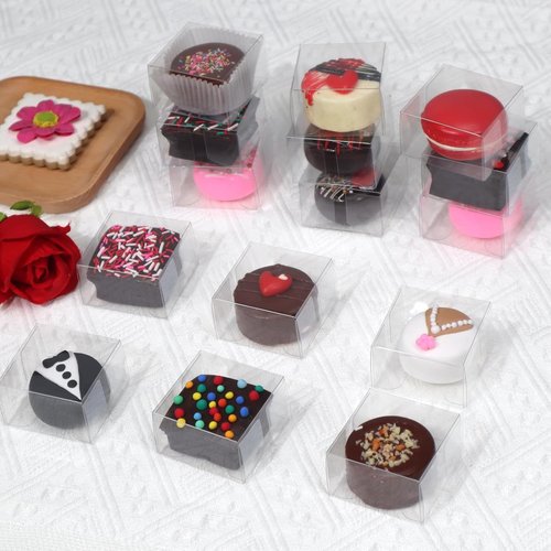 50Pcs Single Boxes for Chocolate, Macaron & Brownie Treats - Perfect for Weddings & Parties