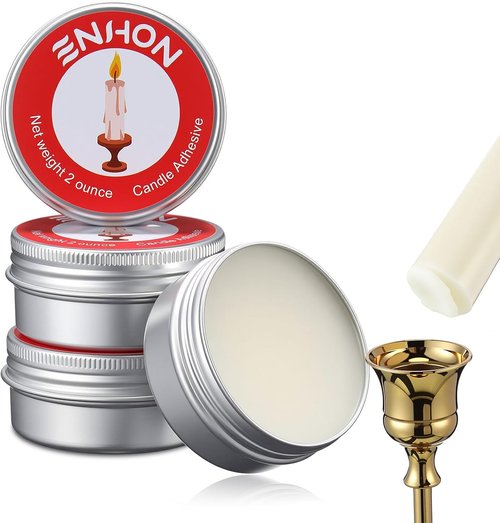 Enhon Candle Adhesive | 4 Pack 8oz Taper Stick Glue for Secure Wedding & Holiday Decor