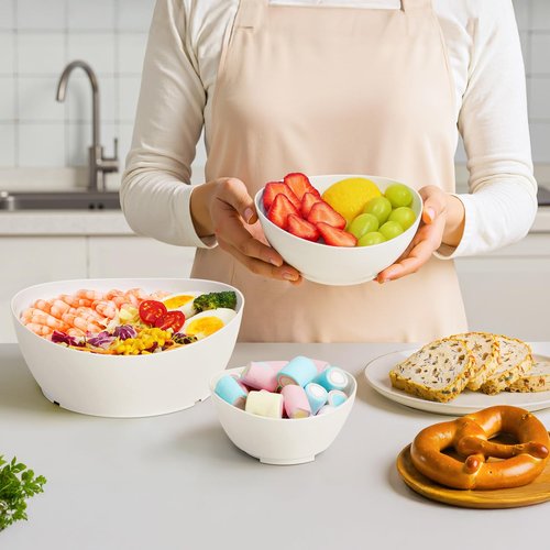 Lifewit 3 Tier Plastic Serving Bowls with Gold Metal Stand, Chips and Dip Serving Tray Set for Entertaining Party, Crack-Proof Serving Platters for Fruit/Snack/Candy, 31 x 20 x 27 cm/12 x 8 x 10.6