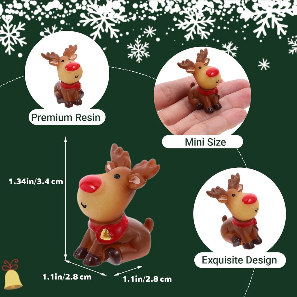 Skiennix Mini Reindeer Figurines - Cute Resin Elk Statues for Christmas Crafts | 5-Pack Decor