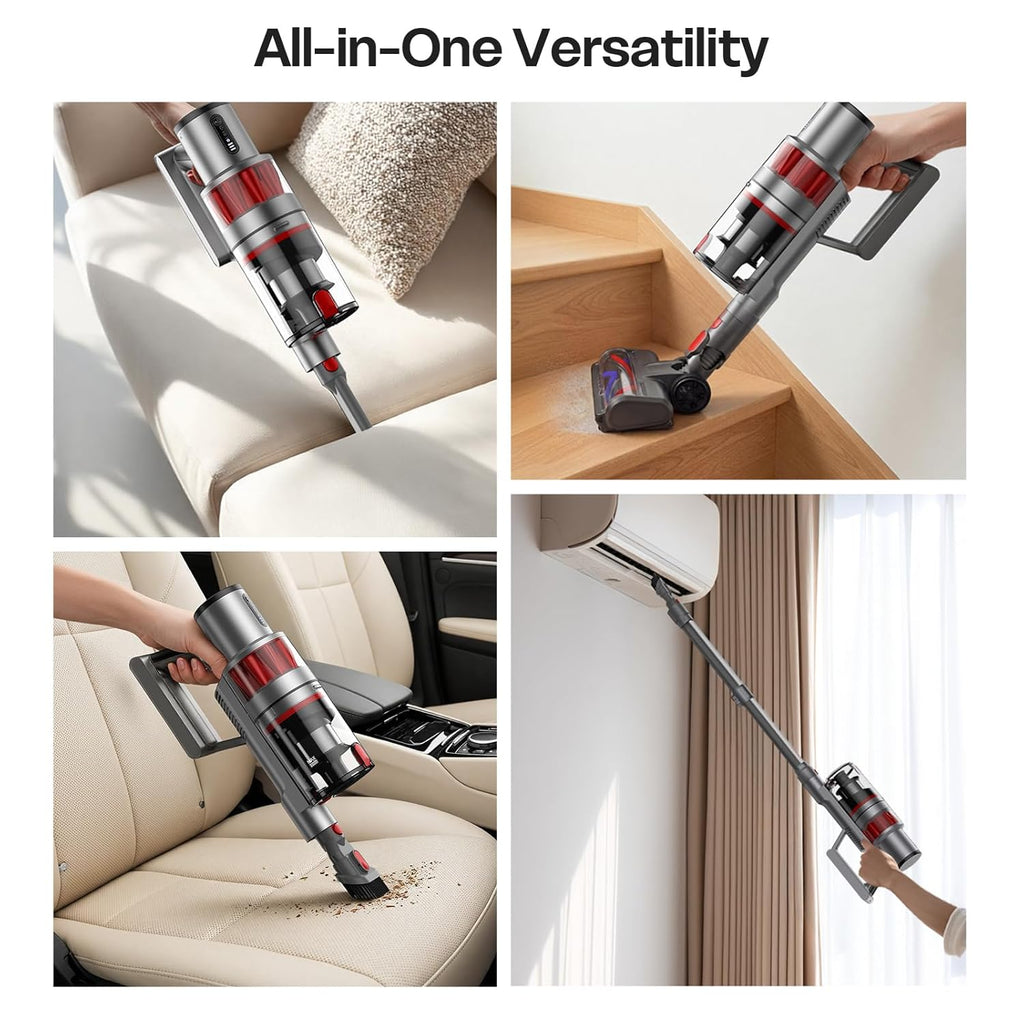 Skiennix Cordless Vacuum Cleaner - Powerful 600W Suction | Lightweight & Rechargeable | 60 Min Runtime - Grey
