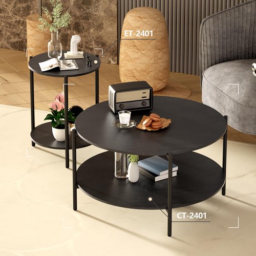 Kasrikly Round Side Table, 2-Tier Circle End Tables with Storage Wood Rustic Small End Tables Farmhouse Side Table for Living Room Bedroom Balcony Small Spaces