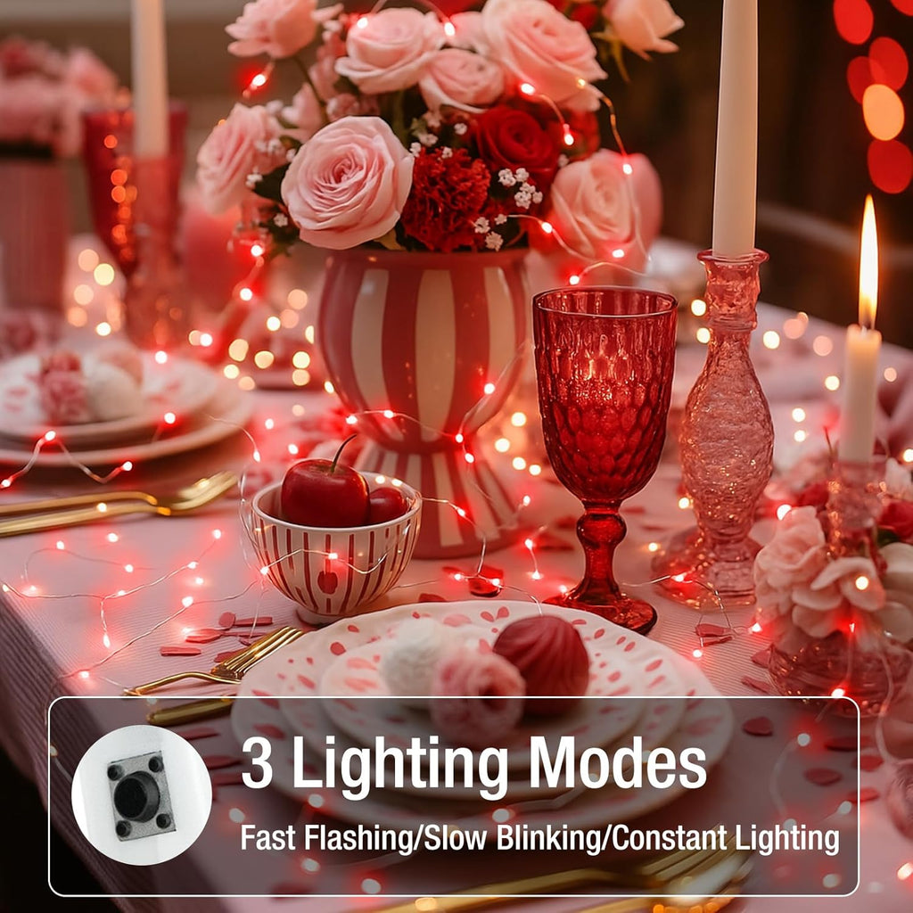 Skiennix 6 Pack Fairy Lights - 7ft 20 LED Waterproof Twinkle String Lights for DIY Party Decor | Red