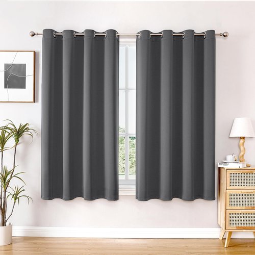 ChrisDowa Blackout Curtains - Thermal Insulated Room Darkening Panels, 52 x 45 Inch, Grey - 2 Set for Bedroom & Living Room