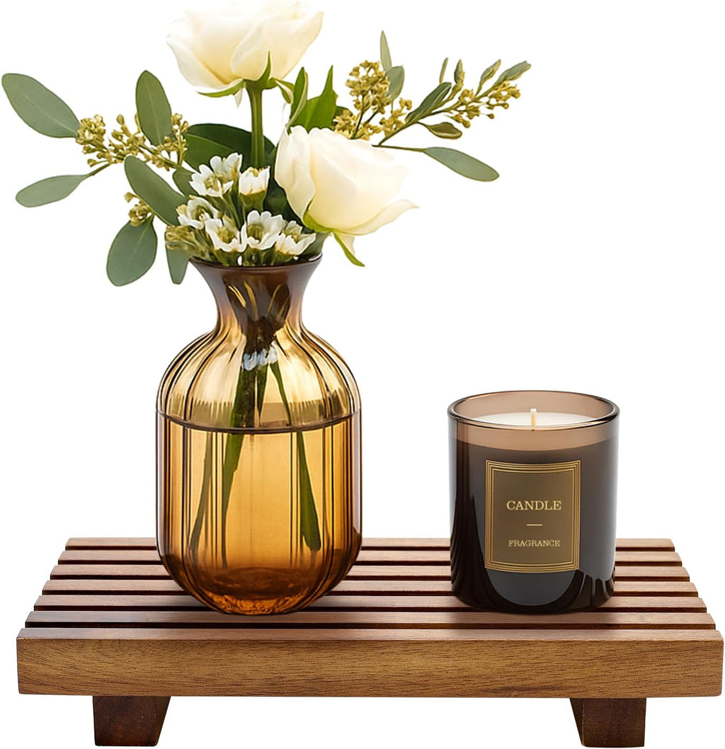 Acacia Wood Riser - Decorative Kitchen & Bathroom Sink Tray | Pedestal Stand for Soap & Sponge