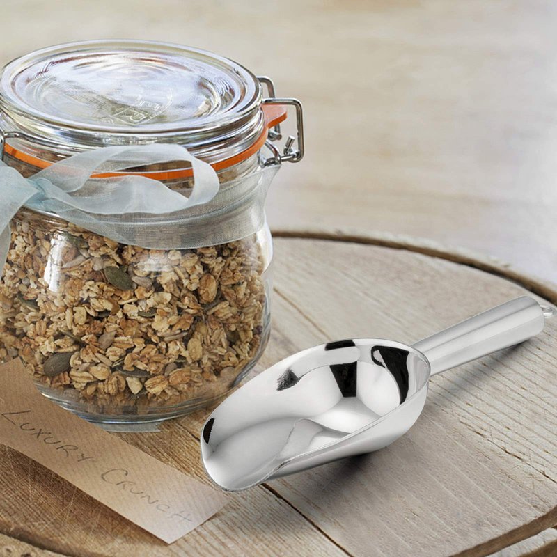 Mini Ice Scoop Set of 6, E-far 3 Ounce Stainless Steel Kitchen Scoops, Ideal for Candy/Ice Cube/Flour/Sugar/Coffee Bean/Protein Powder, Food Grade & Anti Rust, Easy Clean & Dishwasher Safe