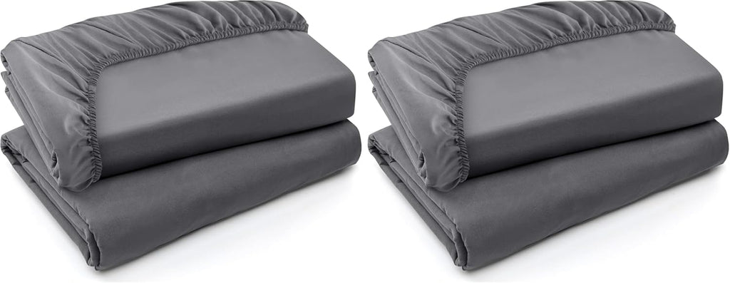 Utopia Bedding Twin Fitted Sheets - Soft Brushed Microfiber - Deep Pockets, Fade Resistant - Grey, Set of 4
