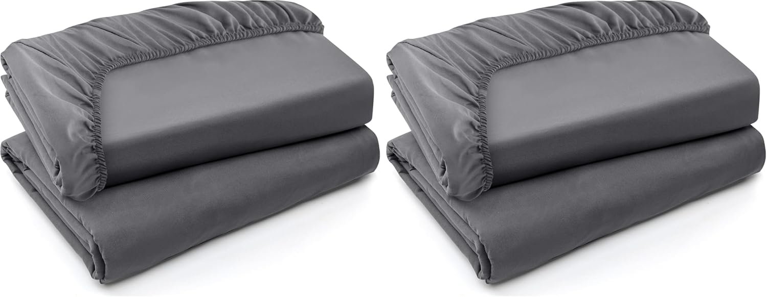 Utopia Bedding Twin Fitted Sheets - Soft Brushed Microfiber - Deep Pockets, Fade Resistant - Grey, Set of 4
