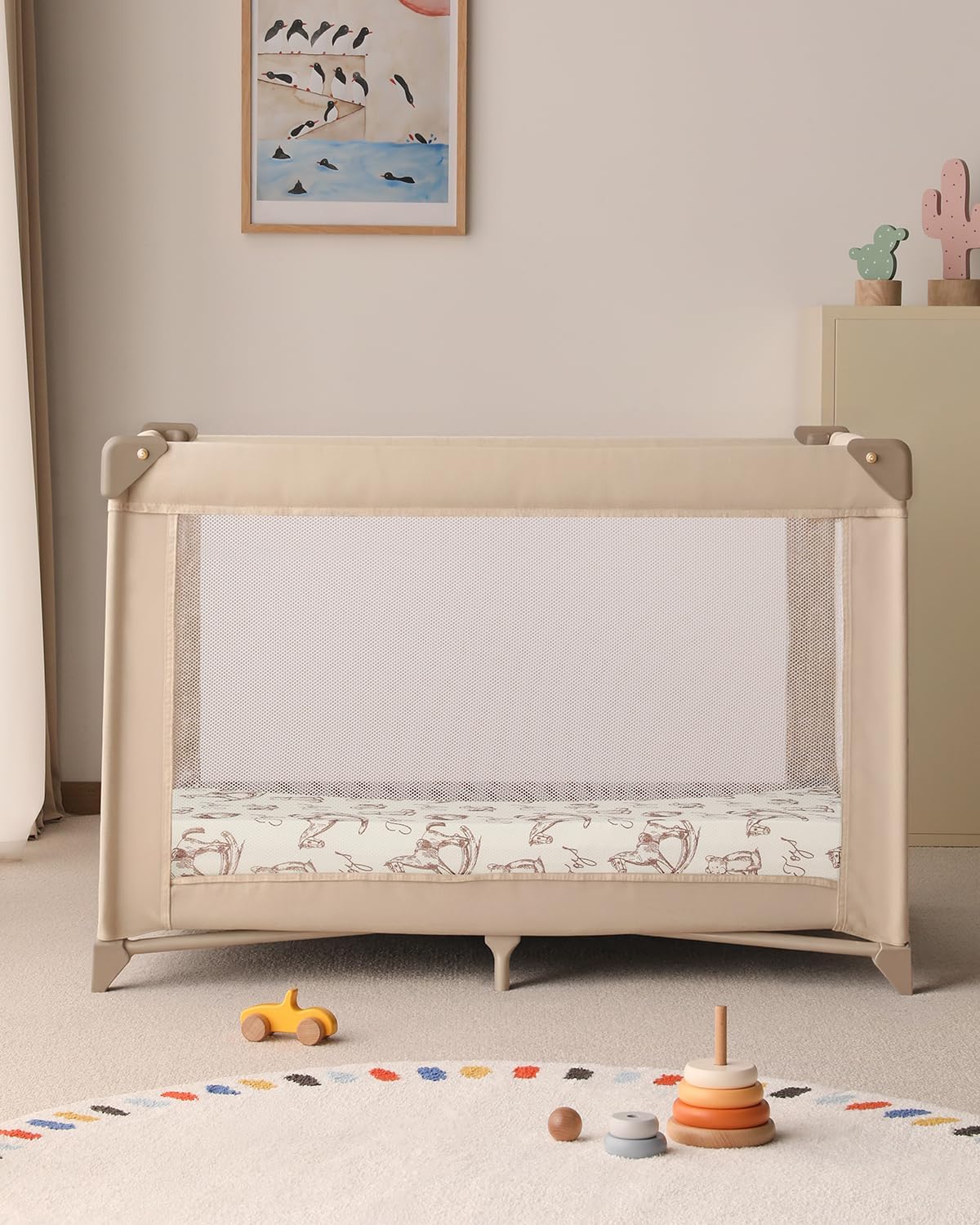 Yoofoss Baby Pack and Play Sheets - Ultra Soft 2-Pack Fitted Mini Crib Sheets for Boys & Girls | 38x26 Rocking Horse Design