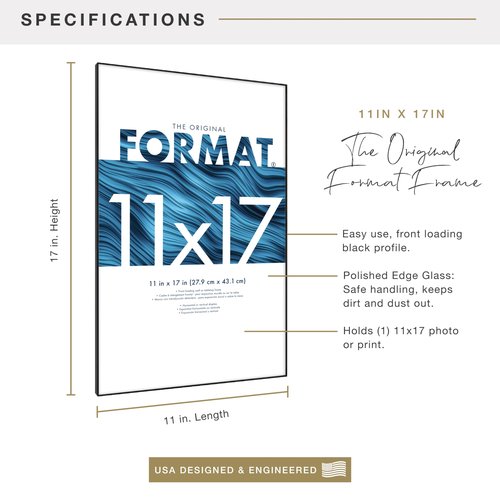 MCS Format 11x17 Picture Frame Black, Vertical & Horizontal Wall Hanging Large Picture Frame for Photos & Art Prints (6-Pack)