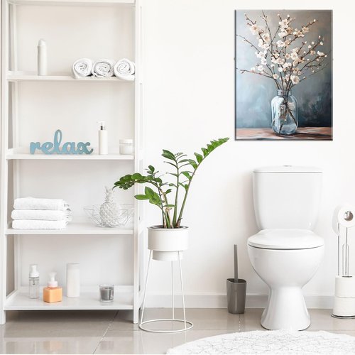 daktenn Floral Canvas Wall Art Bathroom Wall Art Pictures Wall Decor Home Decor Wall Decor for Bedroom Livingroom 24x32 Inches
