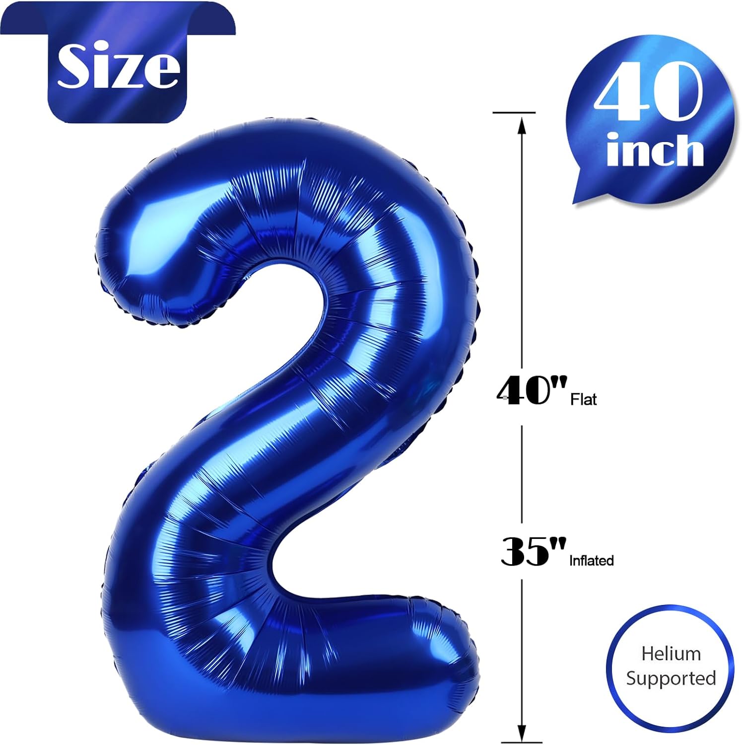 Number 2 Balloon - Night Blue 40 Inch Birthday Decoration | Perfect for Second Birthday Celebrations
