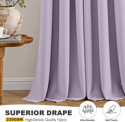 MIULEE Lilac Blackout Curtains - Thermal Insulated Room Darkening Drapes | 63-Inch Grommet Panels